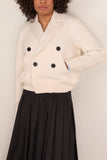 Sacai Cotton Cashmere Knit Jacket in Off White