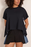 Lightweight Denim x Cotton Jersey T-Shirt in Navy/Blue