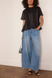 Satin x Cotton Jersey T-Shirt in Black
