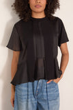 Satin x Cotton Jersey T-Shirt in Black