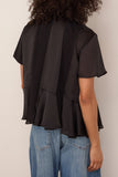 Satin x Cotton Jersey T-Shirt in Black