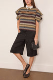 Sacai Horizontal Stripe T-Shirt in Brown/Beige