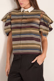 Sacai Horizontal Stripe T-Shirt in Brown/Beige