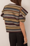 Sacai Horizontal Stripe T-Shirt in Brown/Beige