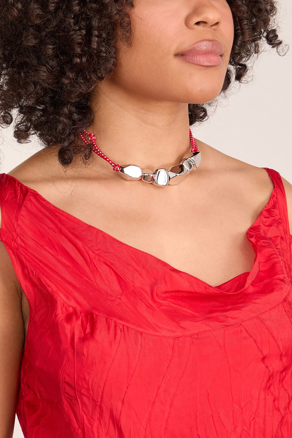 Plan C Stone Cord Necklace in Red Nickel