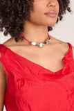 Plan C Stone Cord Necklace in Red Nickel