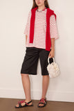 Plan C Short Sleeve T-Shirt in White/Red Stripe