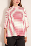 Plan C Short Sleeve T-Shirt in White/Red Stripe