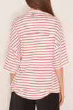 Plan C Short Sleeve T-Shirt in White/Red Stripe