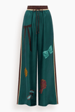 Alemais Rosette Silk Pant in Teal