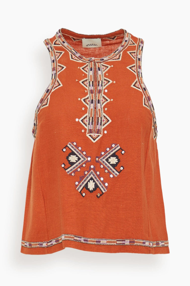 Isabel Marant Tops Zaharah Sleeveless Top in Burnt Orange Zaharah Sleeveless Top in Burnt Orange
