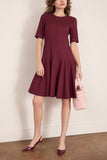 Marni Embroidered Short Sleeve Midi Dress in Dark Burgundy