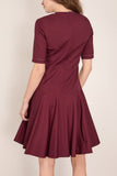 Marni Embroidered Short Sleeve Midi Dress in Dark Burgundy