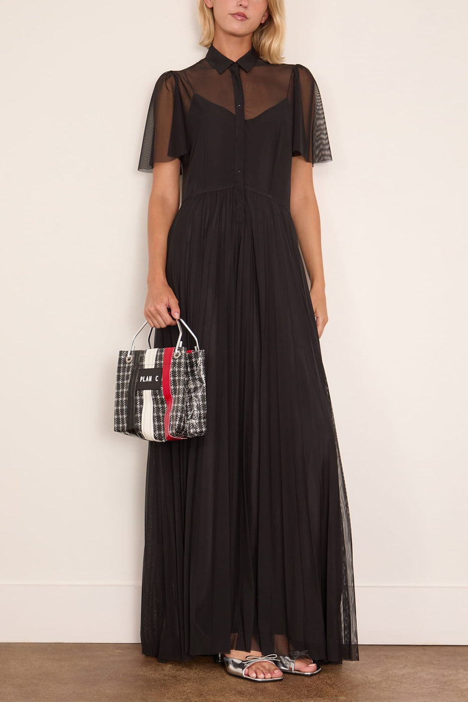 Forte Forte Chic Tulle Plisse Dress in Noir