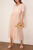 Forte Forte Chic Tulle Plisse Midi Skirt in Nude