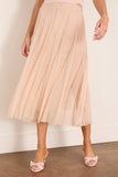 Forte Forte Chic Tulle Plisse Midi Skirt in Nude