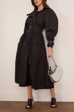 Lanvin Bi-Material Trench Coat in Black