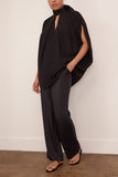 Lanvin Knotted High Neck Crepe Top in Black