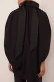 Lanvin Knotted High Neck Crepe Top in Black