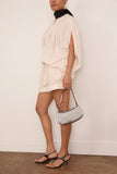Lanvin Knotted High Neck Crepe Top in Cream