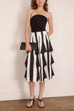Lanvin Pleated Midi Skirt in Ecru/Black