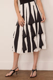 Lanvin Pleated Midi Skirt in Ecru/Black
