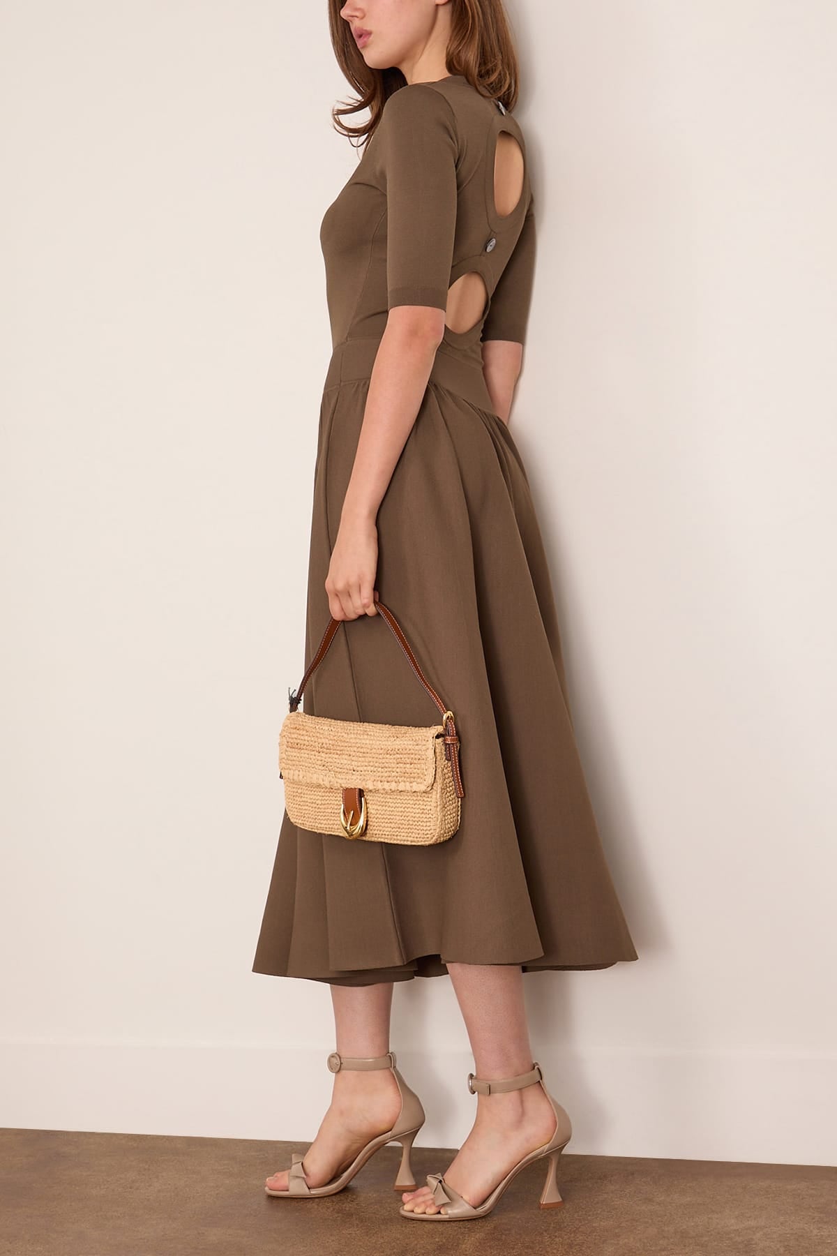 maria cutout puff sleeve midi dress Petal & Pup Maria Puff Sleeve Midi Dress