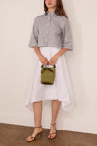 Maria McManus Cropped Short Sleeve Shirt in Pinstripe Black/White