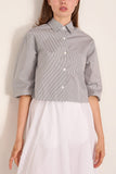 Maria McManus Cropped Short Sleeve Shirt in Pinstripe Black/White
