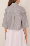 Maria McManus Cropped Short Sleeve Shirt in Pinstripe Black/White