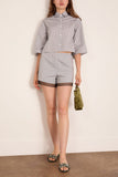 Maria McManus Lace Bias Short in Pinstripe Black/White