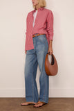 Nili Lotan Yorke Shirt in Red and White Stripe