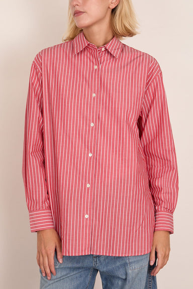 Nili Lotan Yorke Shirt in Red and White Stripe