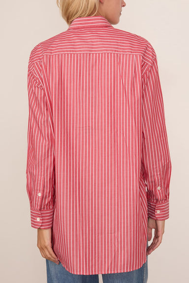 Nili Lotan Yorke Shirt in Red and White Stripe