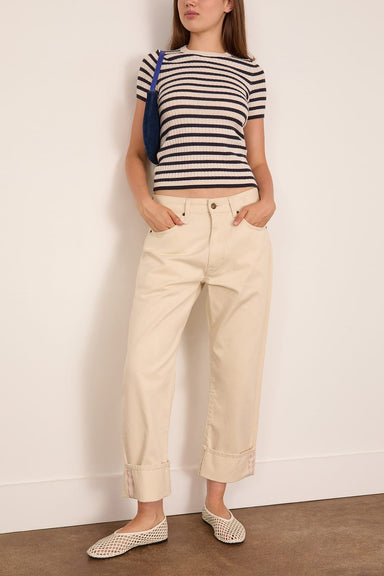 Nili Lotan Alita Stripe Sweater in Ivory/Dark Lapis