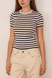 Nili Lotan Alita Stripe Sweater in Ivory/Dark Lapis
