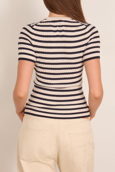 Nili Lotan Alita Stripe Sweater in Ivory/Dark Lapis