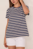 Nili Lotan Brady Tee in French Blue/Off White Stripe