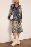 R13 Bubble Shirt with Gathered Yoke in Black Multi Medallion