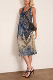 R13 Tank Dress in Blue Distressed Medallion