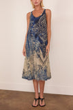 R13 Tank Dress in Blue Distressed Medallion