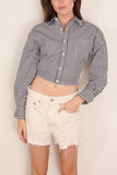 R13 Split Hem Boyfriend Shirt in Black and White Stripe
