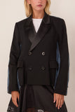 Wool Suiting x Denim Jacket in Black x Blue