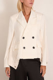 Wool Suiting x Denim Jacket in Off White