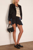 Wool Suiting x Denim Shorts in Black x Blue