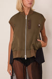 Nylon Twill x Wool Suiting Vest in Khaki x Navy