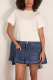 Denim Dress in Off White x Blue