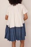 Denim Dress in Off White x Blue