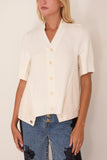 Denim x Knit Cardigan in Off White