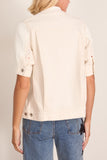 Denim x Knit Cardigan in Off White